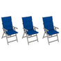 Garden Reclining Chairs 3 pcs with Cushions Solid Acacia Wood
