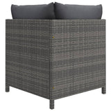 3 Piece Garden Lounge Set with Cushions Poly Rattan Grey