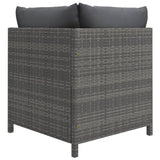 5 Piece Garden Lounge Set with Cushions Poly Rattan Grey - 45-Degree Angle