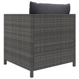 5 Piece Garden Lounge Set with Cushions Poly Rattan Grey - Close-Up Angle