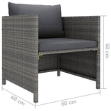 5 Piece Garden Lounge Set with Cushions Poly Rattan Grey - Extra Image