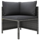 5 Piece Garden Lounge Set with Cushions Poly Rattan Grey - Side View