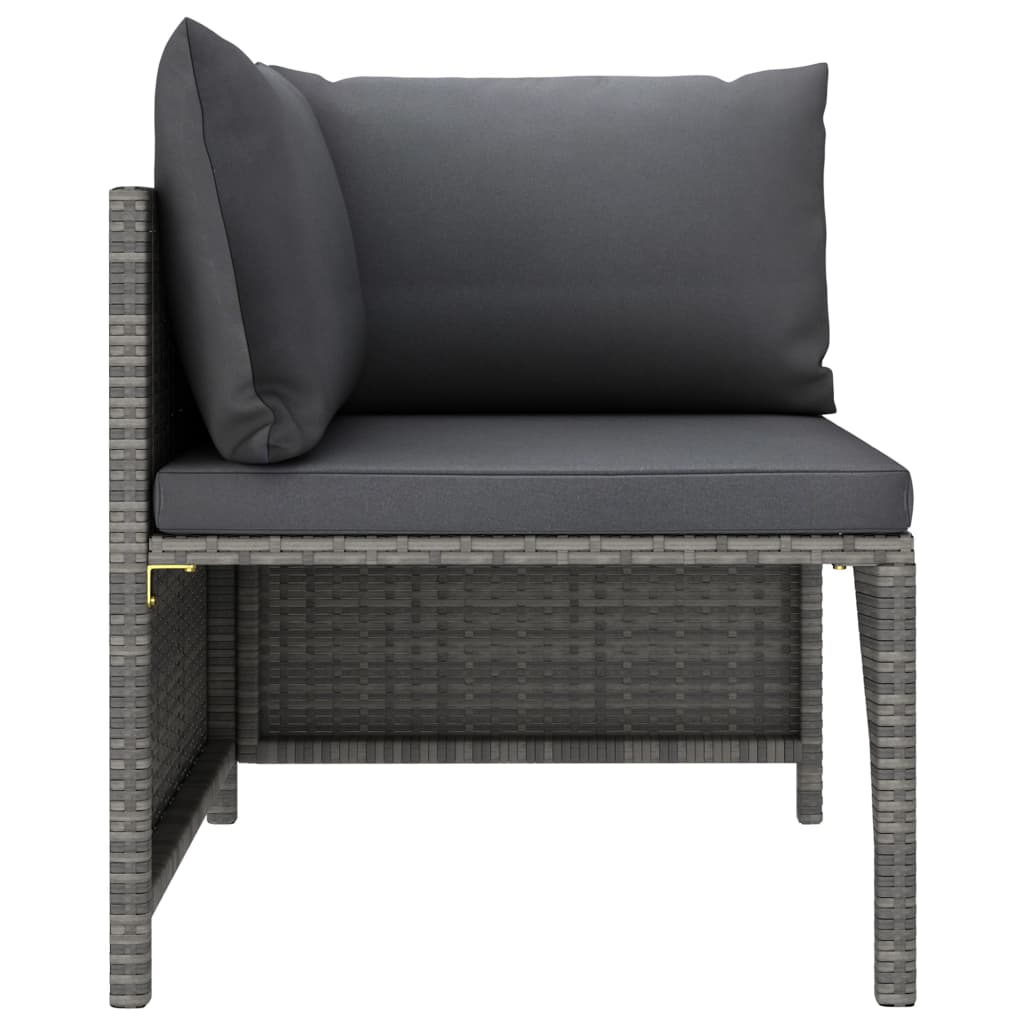 5 Piece Garden Lounge Set with Cushions Poly Rattan Grey