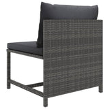 5 Piece Garden Lounge Set with Cushions Poly Rattan Grey - Close-Up Angle