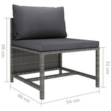 5 Piece Garden Lounge Set with Cushions Poly Rattan Grey - Extra Image