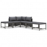 6 Piece Garden Lounge Set with Cushions Poly Rattan Grey