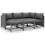 6 Piece Garden Lounge Set with Cushions Poly Rattan Grey - Side View