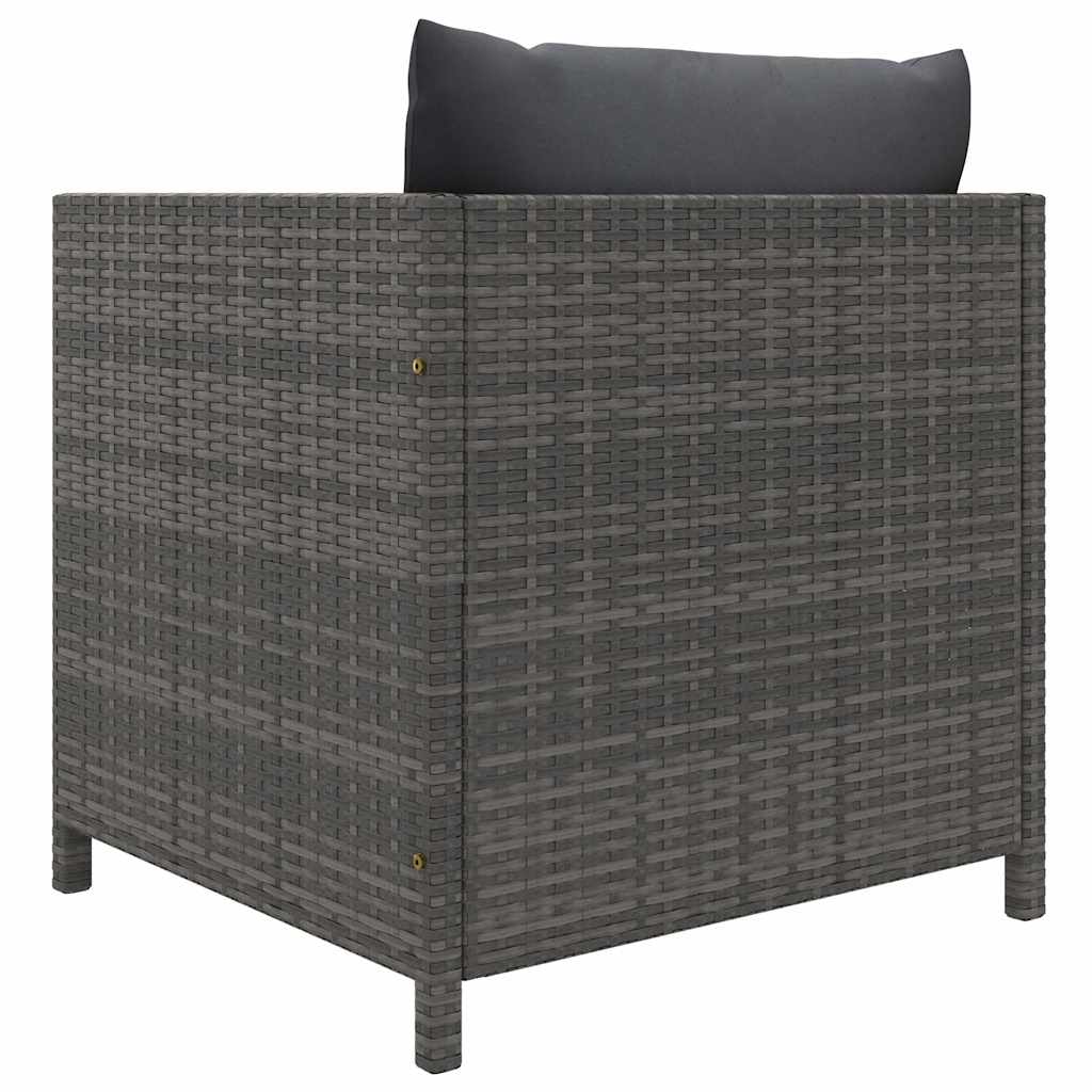 7 Piece Garden Lounge Set with Cushions Poly Rattan Grey