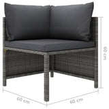7 Piece Garden Lounge Set with Cushions Poly Rattan Grey - Extra Image