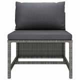 7 Piece Garden Lounge Set with Cushions Poly Rattan Grey - 45-Degree Angle