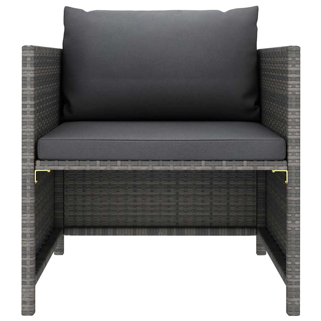 7 Piece Garden Lounge Set with Cushions Poly Rattan Grey
