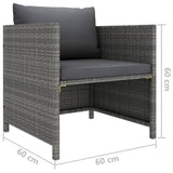 7 Piece Garden Lounge Set with Cushions Poly Rattan Grey - Extra Image