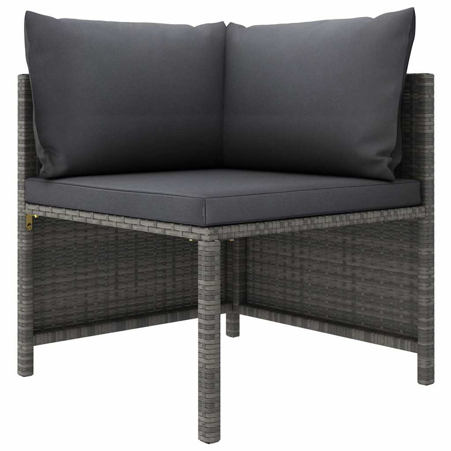 9 Piece Garden Lounge Set with Cushions Poly Rattan Grey