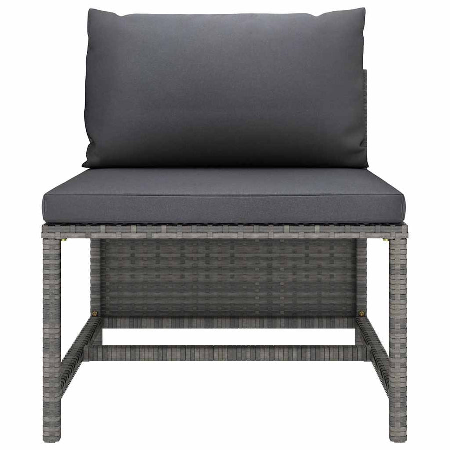 9 Piece Garden Lounge Set with Cushions Poly Rattan Grey