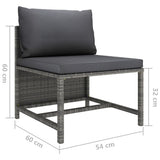 9 Piece Garden Lounge Set with Cushions Poly Rattan Grey