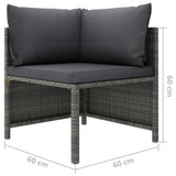 8 Piece Garden Lounge Set with Cushions Poly Rattan Grey - Extra Image