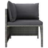 9 Piece Garden Lounge Set with Cushions Poly Rattan Grey - 45-Degree Angle