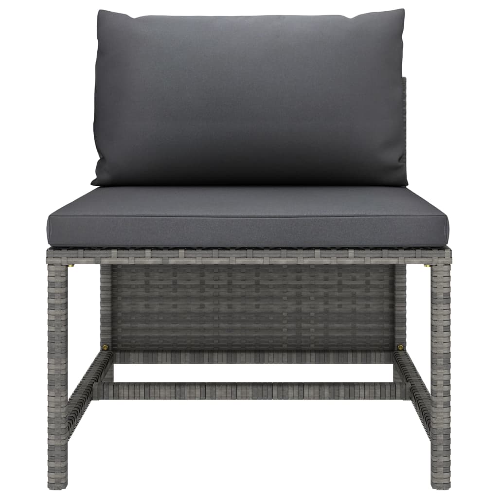 9 Piece Garden Lounge Set with Cushions Poly Rattan Grey