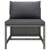 9 Piece Garden Lounge Set with Cushions Poly Rattan Grey - Low Angle