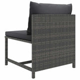 8 Piece Garden Lounge Set with Cushions Poly Rattan Grey - Top-Down View