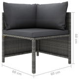 9 Piece Garden Lounge Set with Cushions Poly Rattan Grey - Extra Image