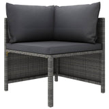 10 Piece Garden Lounge Set with Cushions Poly Rattan Grey - Side View