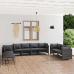 10 Piece Garden Lounge Set with Cushions Poly Rattan Grey