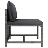 12 Piece Garden Lounge Set with Cushions Poly Rattan Grey - Rear View