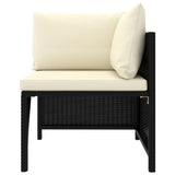 3 Piece Garden Lounge Set with Cushions Poly Rattan Black