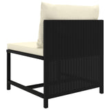3 Piece Garden Lounge Set with Cushions Poly Rattan Black - Close-Up Angle