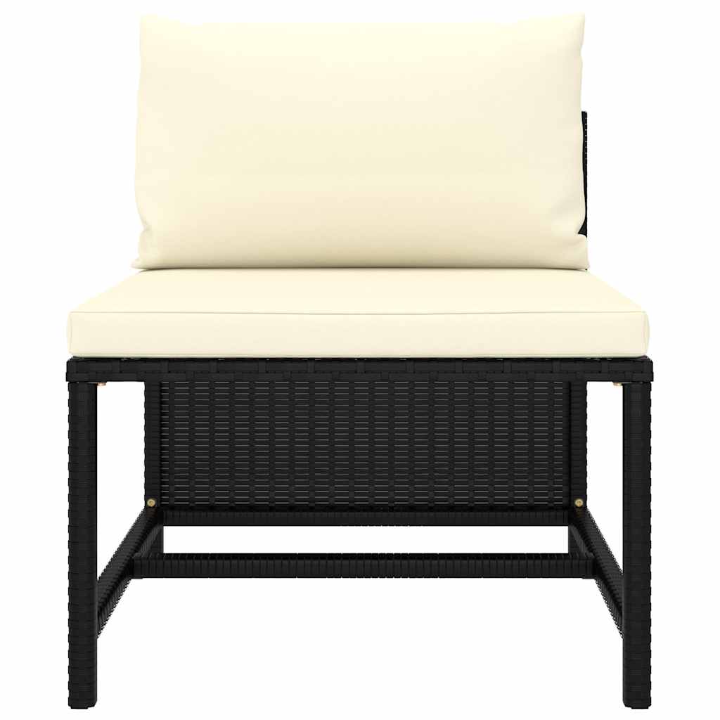 5 Piece Garden Lounge Set with Cushions Poly Rattan Black