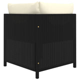 5 Piece Garden Lounge Set with Cushions Poly Rattan Black - 45-Degree Angle