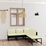5 Piece Garden Lounge Set with Cushions Poly Rattan Black