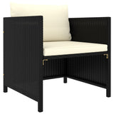 7 Piece Garden Lounge Set with Cushions Poly Rattan Black - Close-Up Angle
