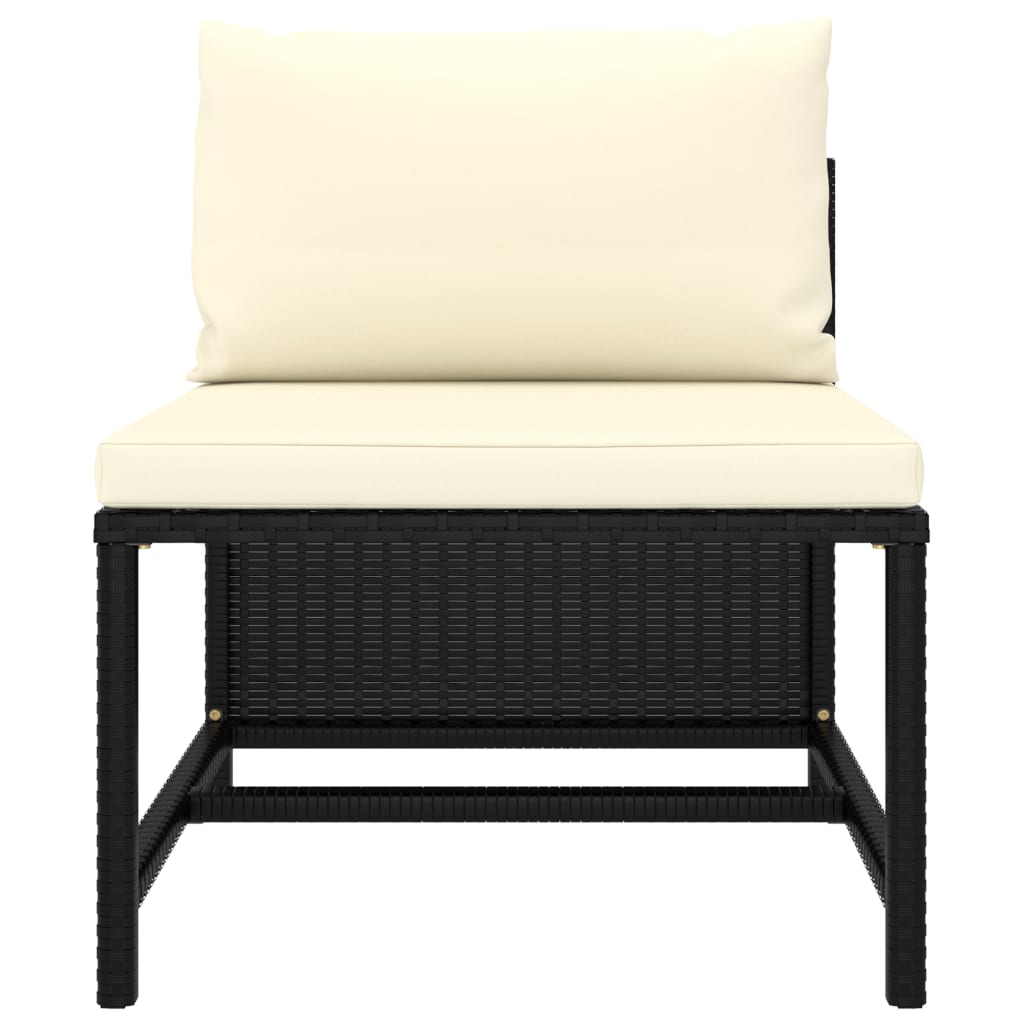 6 Piece Garden Lounge Set with Cushions Poly Rattan Black