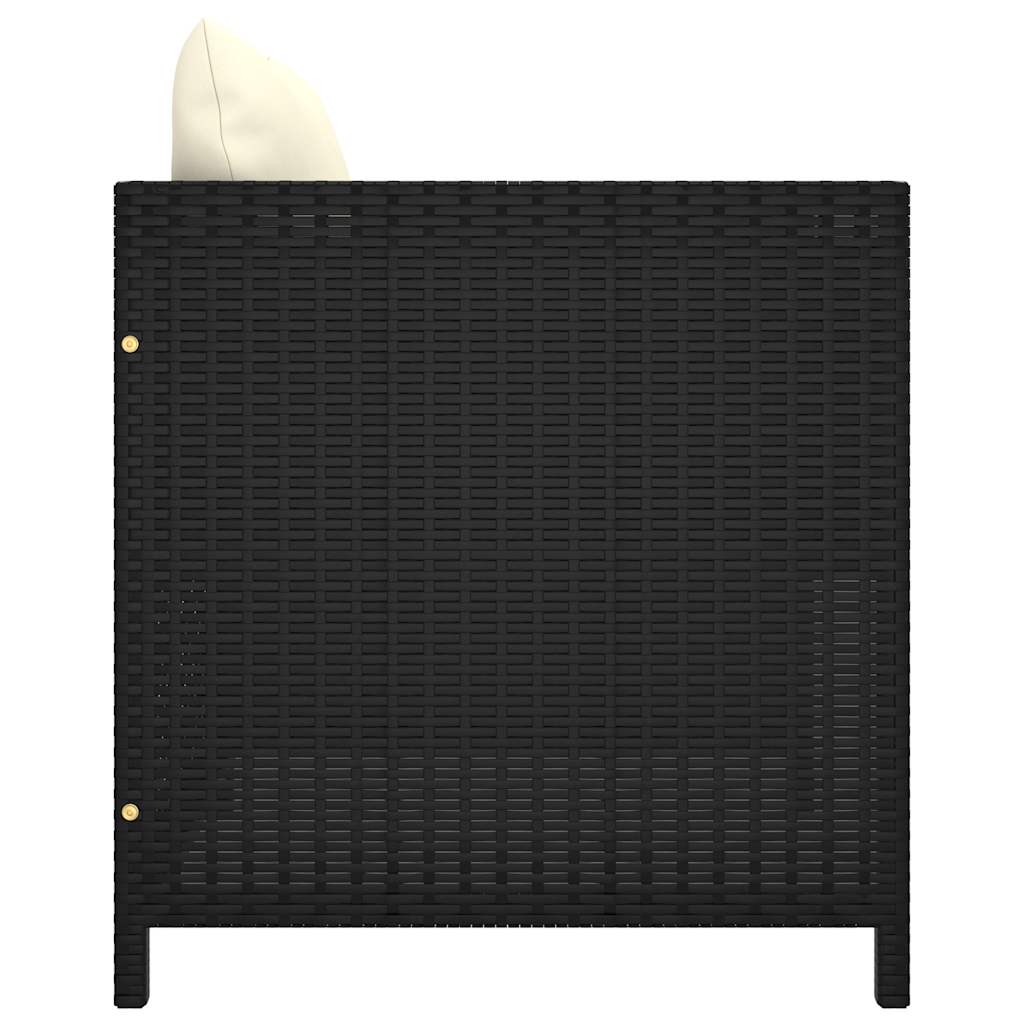 7 Piece Garden Lounge Set with Cushions Poly Rattan Black