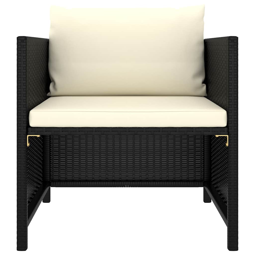 7 Piece Garden Lounge Set with Cushions Poly Rattan Black