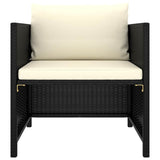 7 Piece Garden Lounge Set with Cushions Poly Rattan Black - Rear View