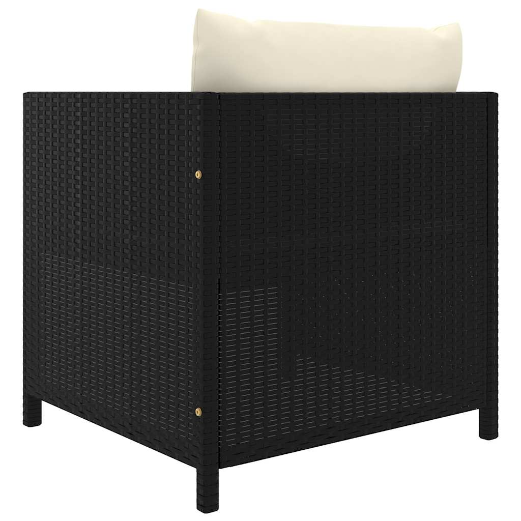 7 Piece Garden Lounge Set with Cushions Poly Rattan Black