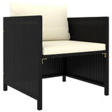 7 Piece Garden Lounge Set with Cushions Poly Rattan Black - Rear View