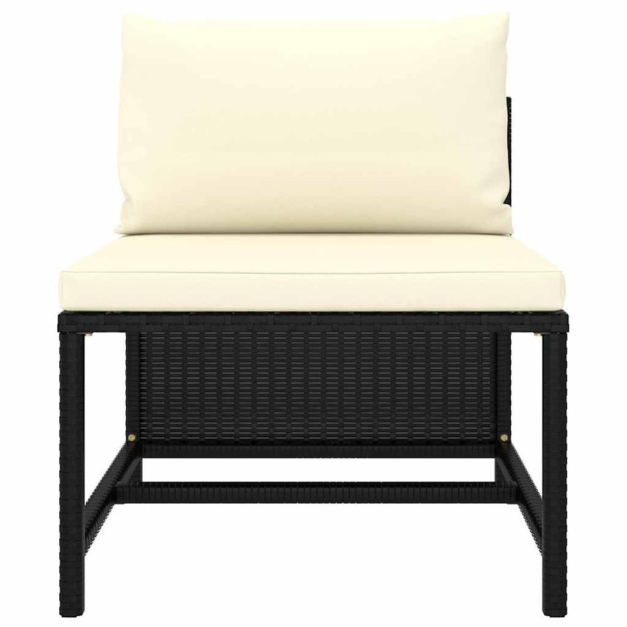 9 Piece Garden Lounge Set with Cushions Poly Rattan Black