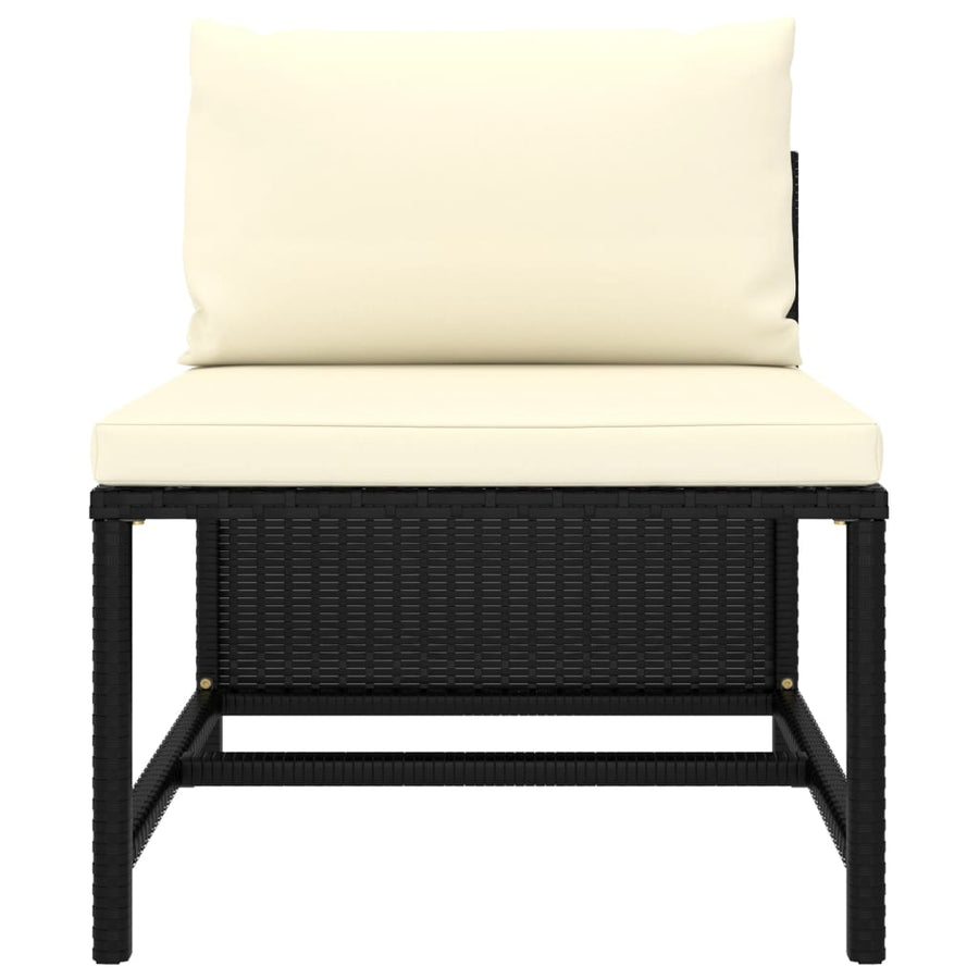 9 Piece Garden Lounge Set with Cushions Poly Rattan Black