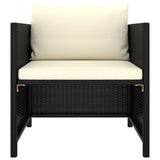 8 Piece Garden Lounge Set with Cushions Poly Rattan Black - Close-Up Angle