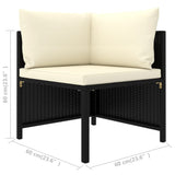 8 Piece Garden Lounge Set with Cushions Poly Rattan Black - Extra Image