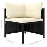 9 Piece Garden Lounge Set with Cushions Poly Rattan Black - Extra Image