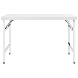 Kitchen Folding Work Table 120x60x80 cm Stainless Steel - Front View