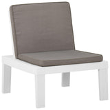 Garden Lounge Chairs with Cushions 2 pcs Plastic White - Side View