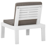 Garden Lounge Chairs with Cushions 2 pcs Plastic White - Rear View