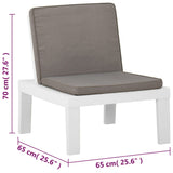 Garden Lounge Chairs with Cushions 2 pcs Plastic White - Low Angle