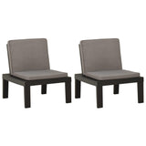 Garden Lounge Chairs with Cushions 2 pcs Plastic Grey - Front View